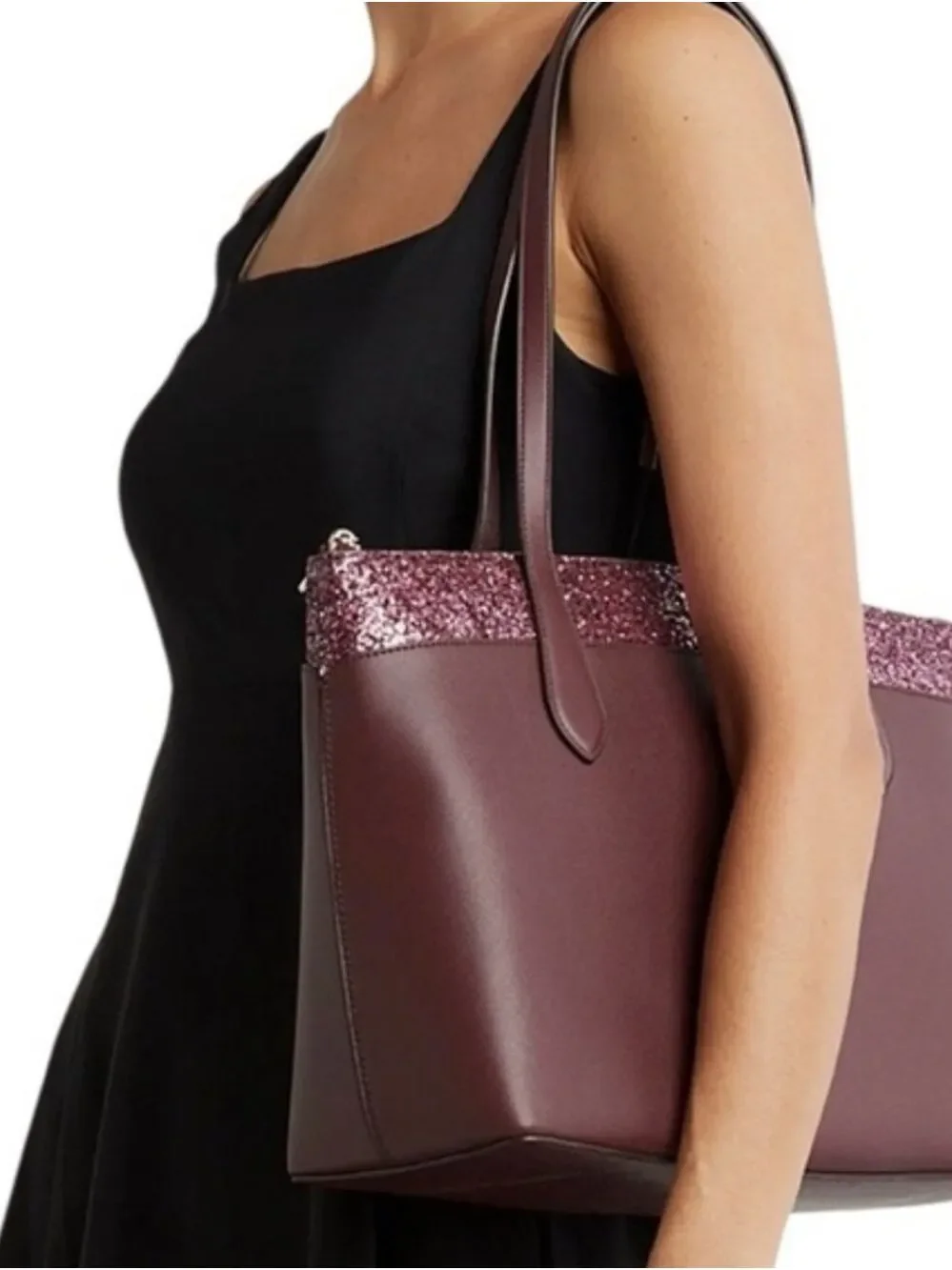 Kate Spade NWT Glitter Trim Tote – Burgundy / Wine